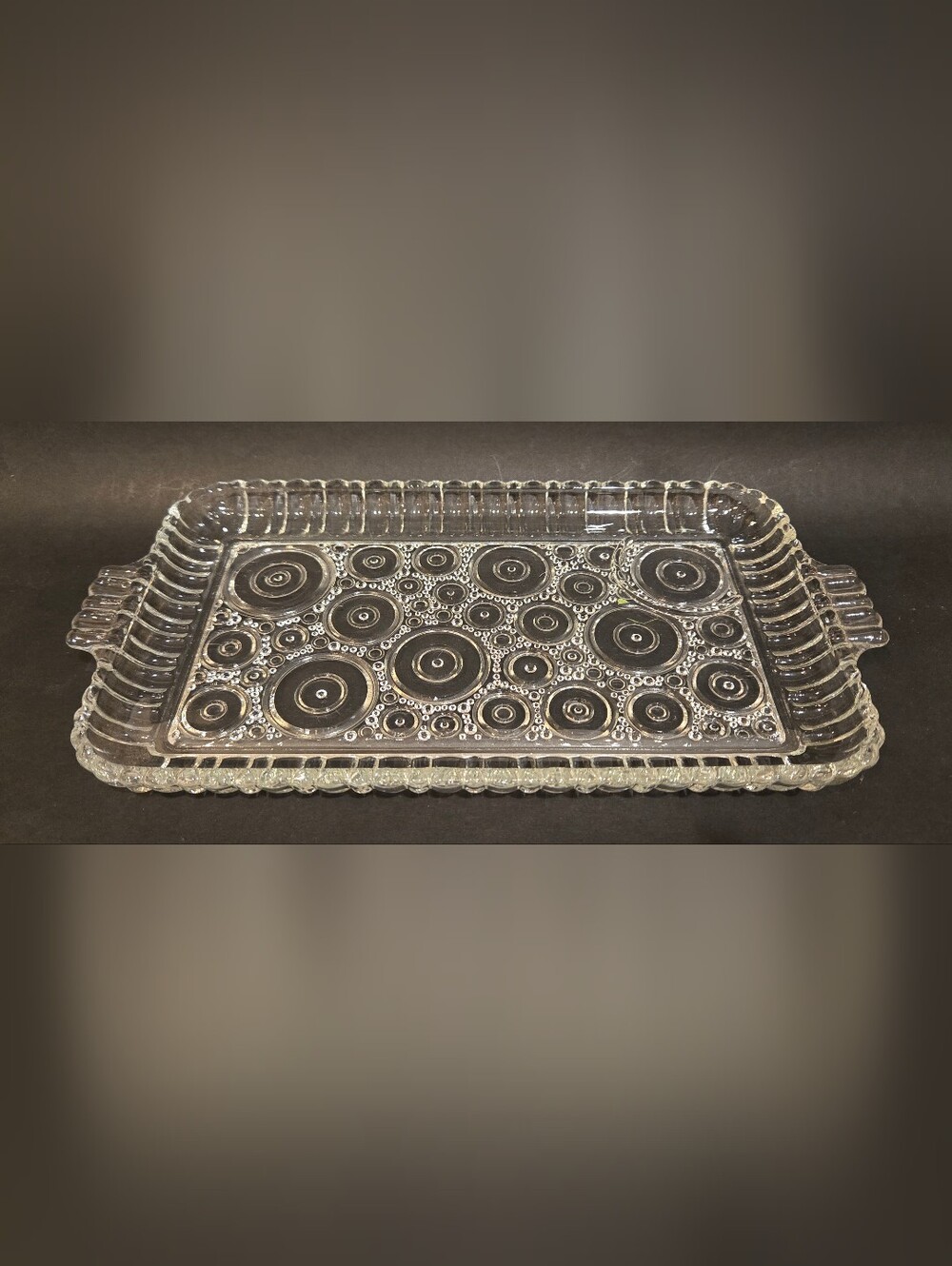 Vintage 1950s Anchor Hocking "Colonial Lady" Clear Glass Snack Trays Set Of 6